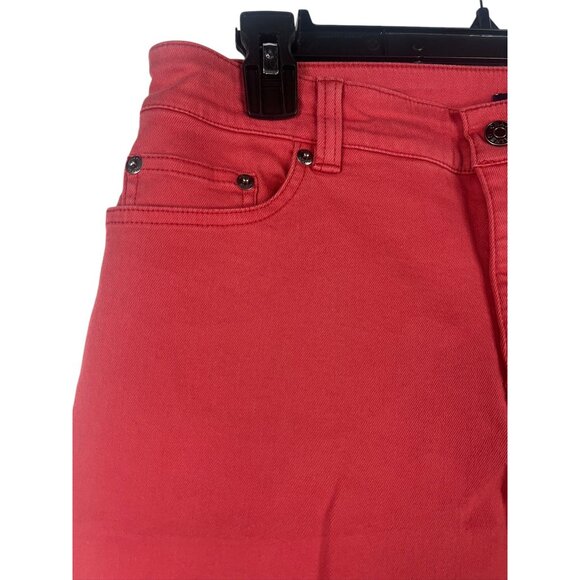 Chaps Womens Red Cropped Jeans 10 Denim High Rise Holidays Tomato Girl Vibrant - Picture 8 of 8